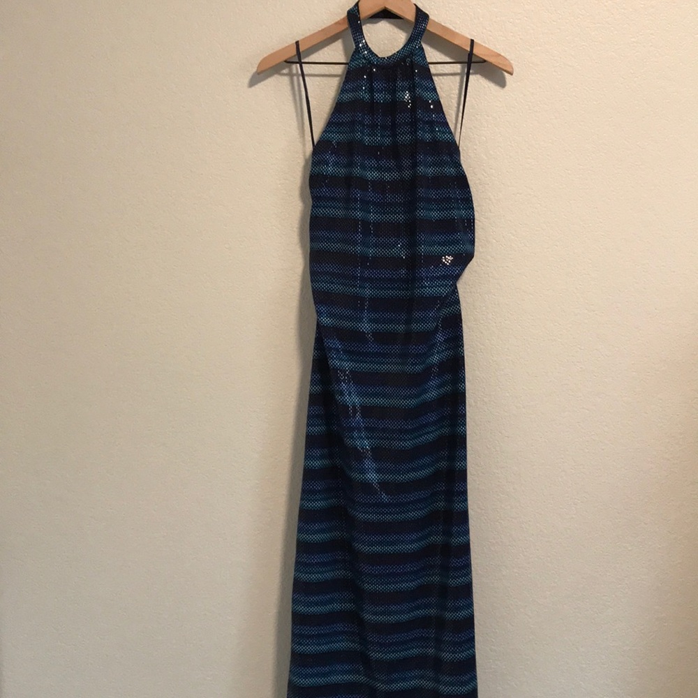 St. John Couture Blue Sparkle Evening Gown - Picture 5 of 8